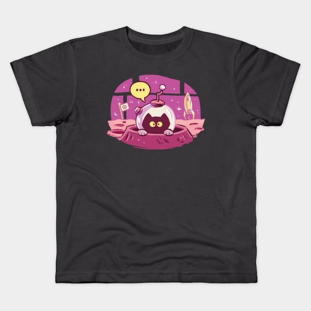 Timid Space Cat Kids T-Shirt by mikemaihack